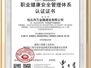 職業(yè)健康安全管理體系認證證書